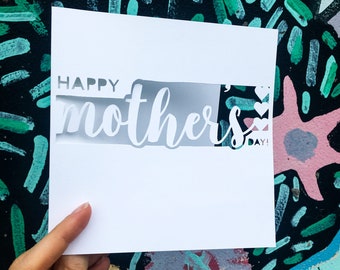 Mother's Day Card, Happy Mother's Day from Daughter, Handmade Gift from Son, I Love Your Mom Card, Present for Her, Hand Cut Card from Him