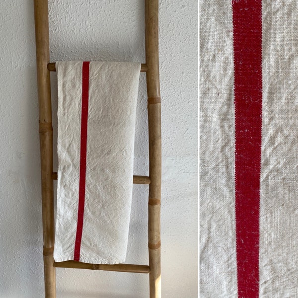 Tea towel , linen fabric , red striped