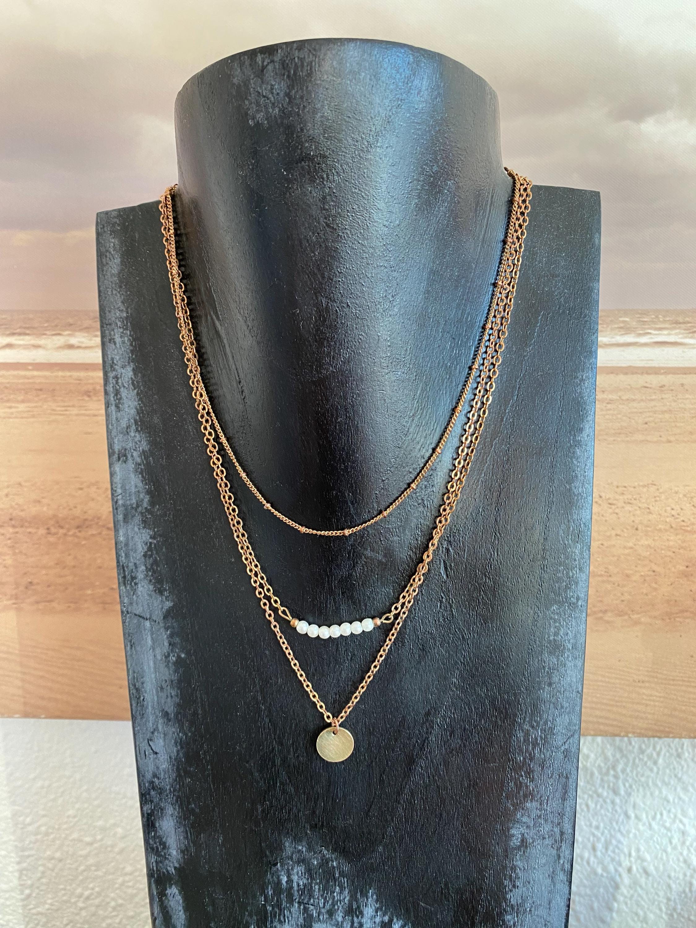 Multi Row Chain Necklace Etsy