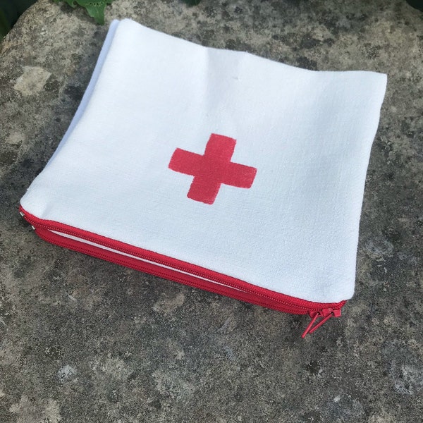 Pharmacy kit, medical case, hand painted, Red Cross