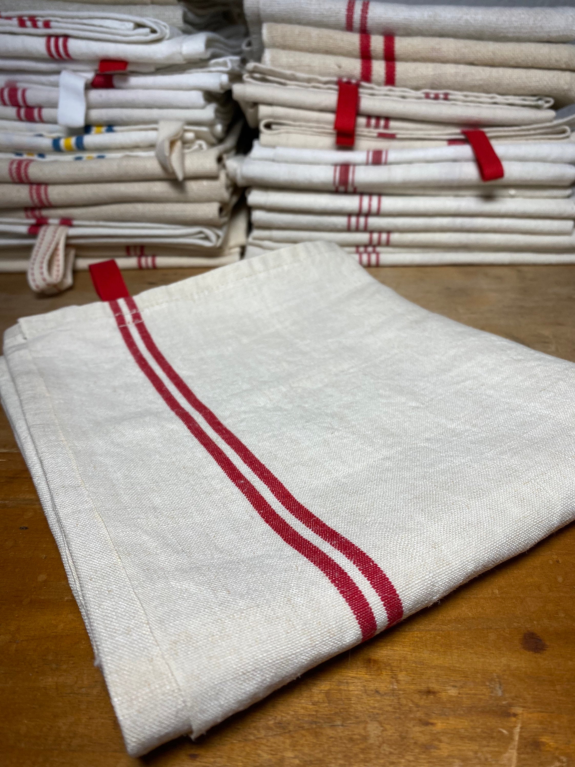 Large 1960S French Dish Towel, Pure Linen Fabric