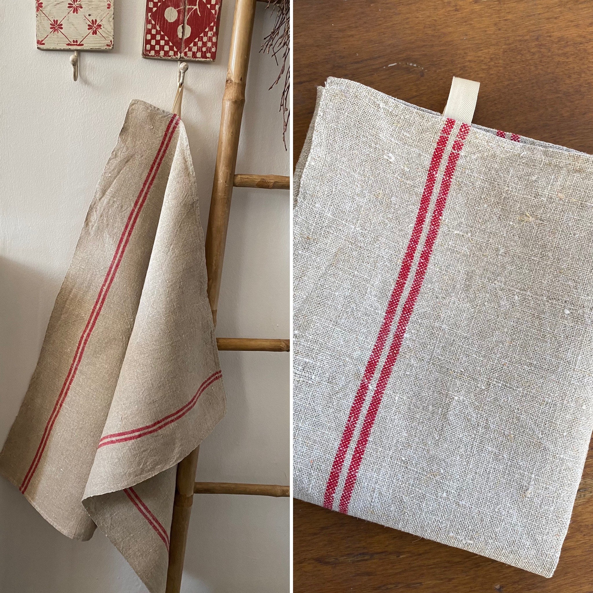 Antique Dish Towel, 100% Linen Fabric , Natural Color