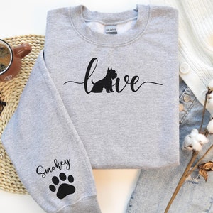 Personalized dog sweatshirt, custom name sweatshirt, Scottish terrier scottie dog Christmas gift mother’s day gift dog mom dog mama sweater