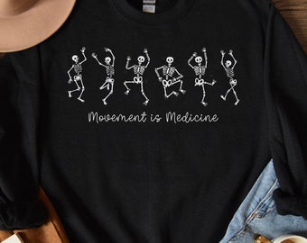 Ruch to medycyna Halloween bluza, zabawna koszulka szkieletu rehabilitacyjnego, prezent dla fizjoterapeuty, trenera sportowego, koszulka dla trenera personalnego