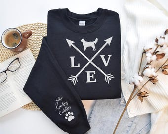 Personalized dog sweatshirt, custom dog name sweatshirt, golden retriever owner, Christmas gift, mother’s day gift, dog mom dog mama sweater