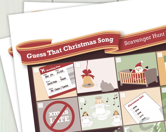 Scavenger Hunt & Guess That Christmas Song (2 Printable Holiday Games)