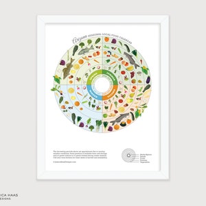 ARIZONA : guide saisonnier des produits locaux, carte des produits de saison, décoration murale de cuisine quatre saisons, éducation nutritionnelle, alimentation saine Impression artistique