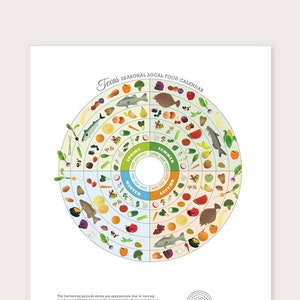 TEXAS Local Food Seasonal Guide Print, Local Food Wheel Nutrition Poster, Kitchen Food Art, Healthy Food Poster, Seasonal Produce Food Chart