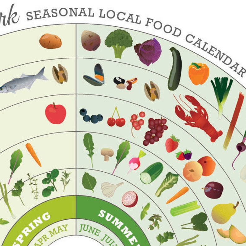 New York Local Food Seasonal Guide Print Etsy New York Local Food Seasonal Guide Print Etsy