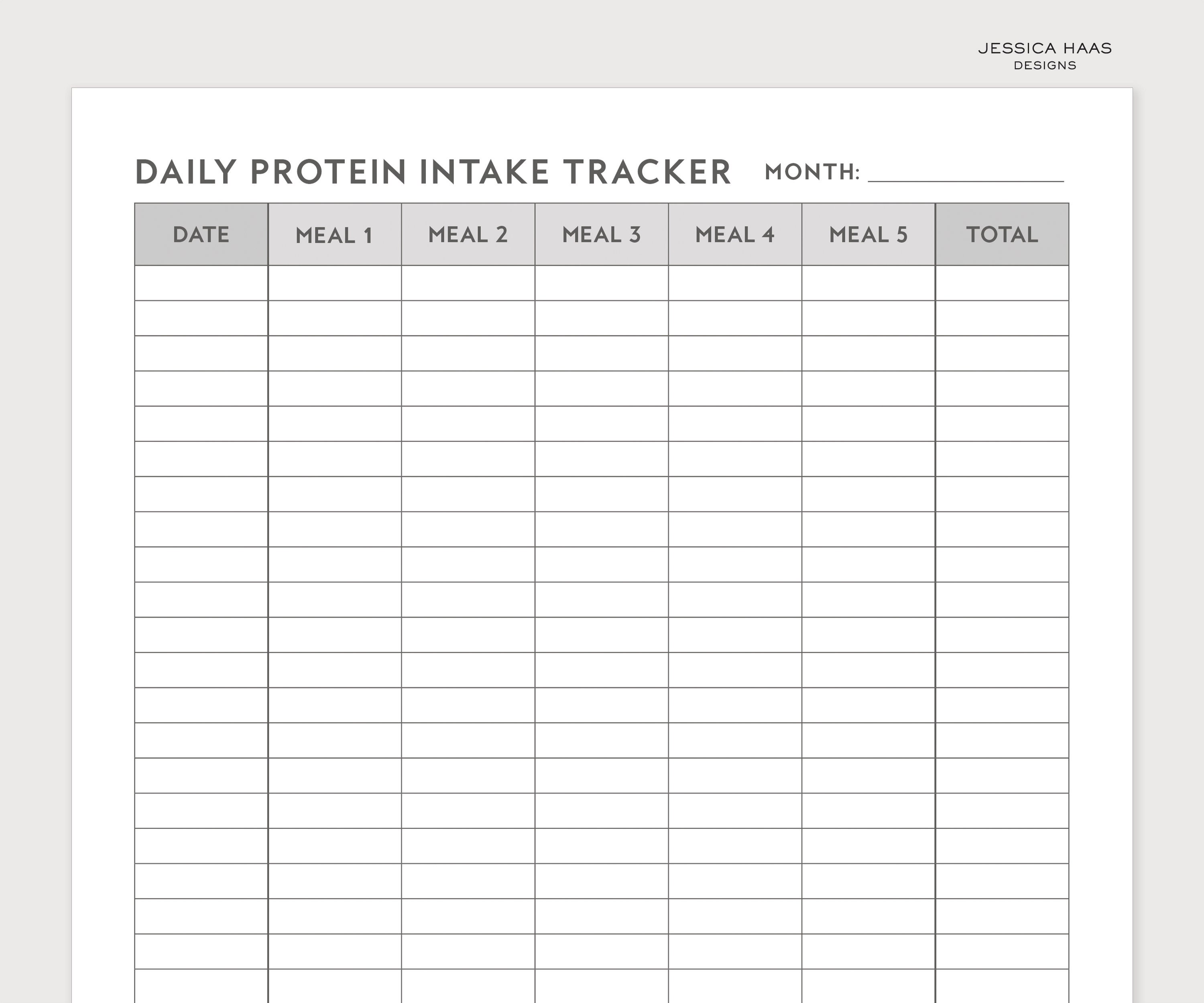 daily protein intake tracker - printable instant download, keto