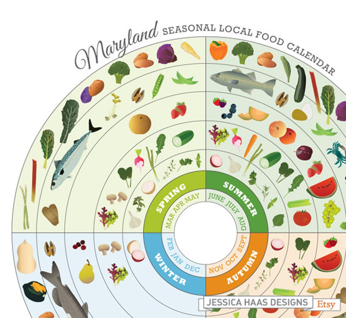 MARYLAND Seasonal Food Calendar Etsy