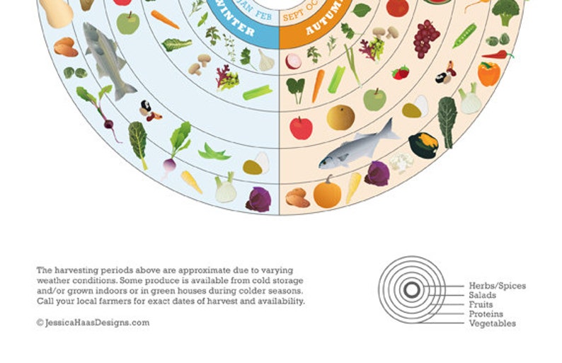 Virginia Local Food Seasonal Guide Print Etsy
