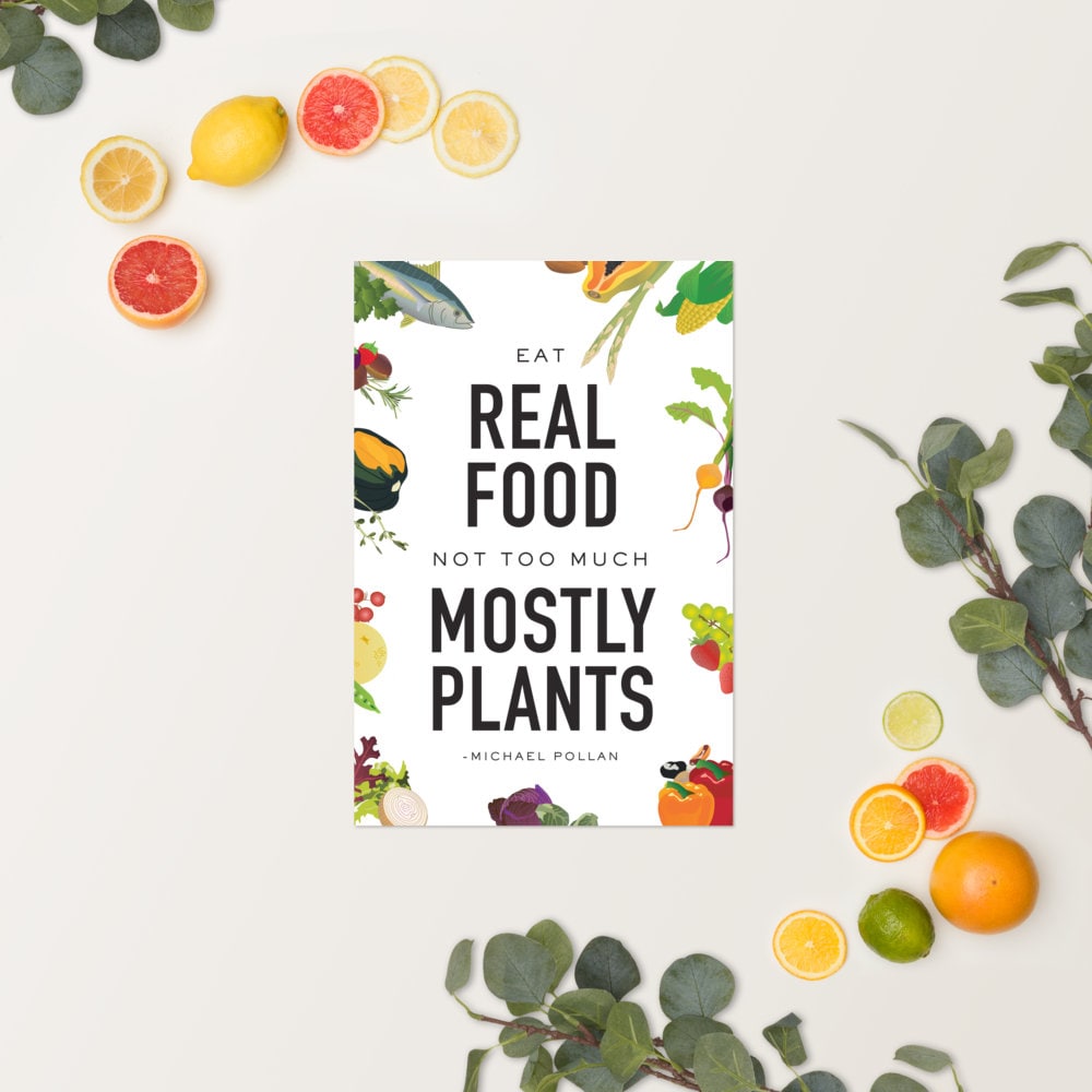 Eat Real Food Print: Michael Pollan Quote, Kitchen Art (gicle) - Etsy