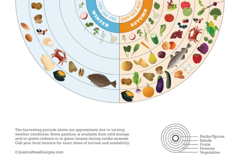 Oregon Local Food Seasonal Guide Print Etsy