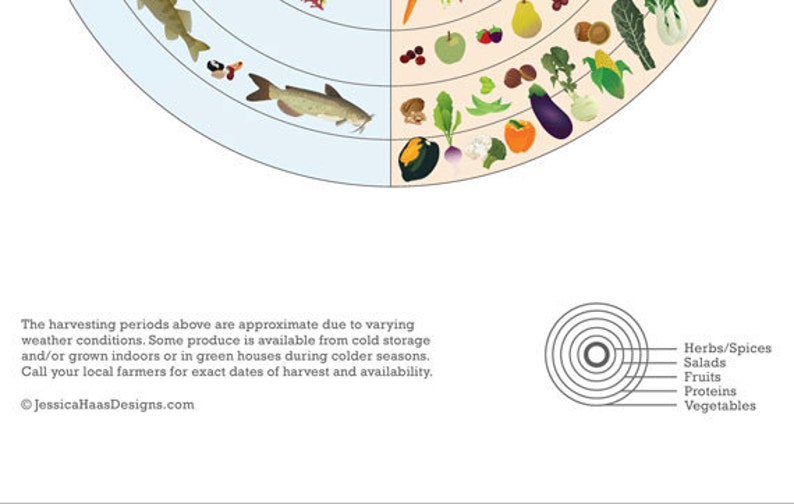 New Jersey Local Food Seasonal Calendar Print Etsy