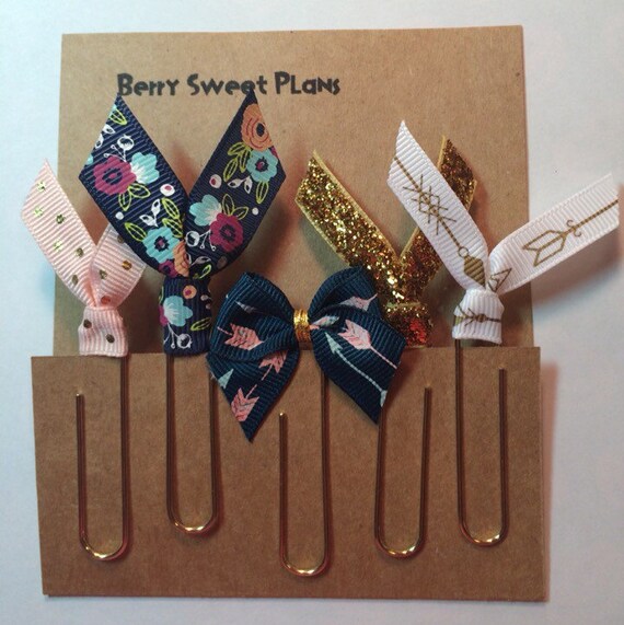 Items similar to Arrows & Floral Set of 5 Planner Clips / Bookmarks