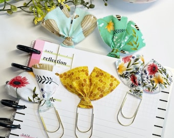 Vintage Bees & Flowers Fabric Clips