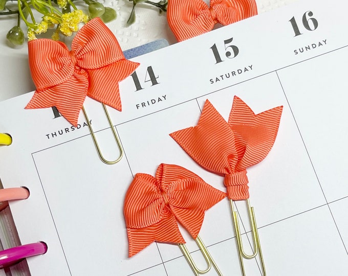 Summer Brights - Coral - Planner Bow Clip, Flag Clip or Bow Charm