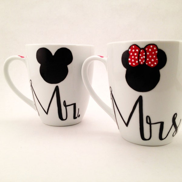 Mr. and Mrs. his and hers Mickey and Minnie coffee mugs set of 2 Wedding gift Anniversary gift