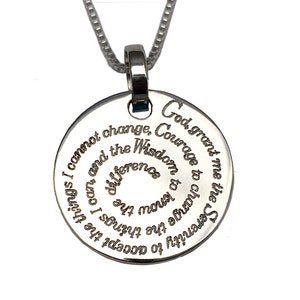 Serenity Prayer Necklace 925 Sterling Silver  | NA Narcotics Anonymous | AA Alcoholics Anonymous | Sober Gift | God Grant Me | Anniversary