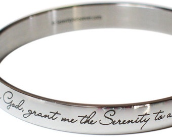 Serenity Prayer Bangle Bracelet | NA Narcotics Anonymous | AA Alcoholics Anonymous | Sober Gift | God Grant Me | Recovery | Anniversary