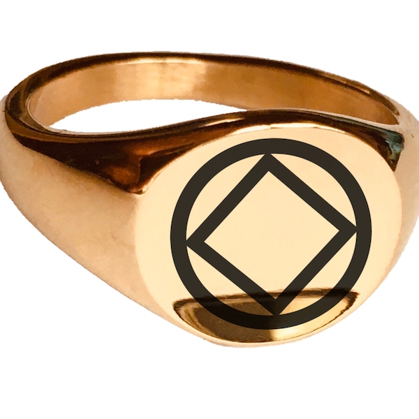 NA Narcotics Anonymous Symbol Logo Signet Ring, Jewelry Women in Recovery, Clean and Sober Anniversary Recovery Gift Soberversary Ring