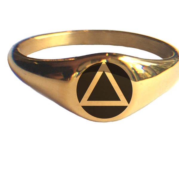 AA Alcoholics Anonymous Symbol Logo Signet Ring, Jewelry Women in Recovery, Sober Sobriety Years Anniversary Recovery Gift Soberversary Ring