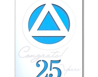 3-D LaserCut Sobriety Anniversary Card, Any years, AA Alcoholics Anonymous, 12 Step Recovery Years Gift Token