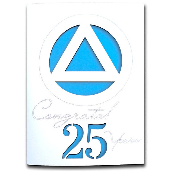 3-D LaserCut Sobriety Anniversary Card, Any years, AA Alcoholics Anonymous, 12 Step Recovery Years Gift Token