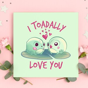 Carte grenouille, carte Je t'aime vraiment, carte de voeux kawaii, carte d'anniversaire, jolie carte pour elle, carte grenouille pour la Saint-Valentin.