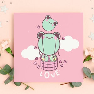 Frog Valentines Card, Froggy Card, Valentines Day Card, I Love You Card, Kawaii Frog Card, Card For Him