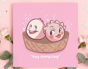 Dumpling Valentines Card, Greeting, Kawaii Greeting Card, Valentines Card, Dumpling Greeting Card, Cute Card For Her, Foodie card