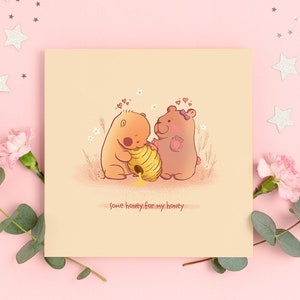 Cartão de urso de mel fofo para o dia dos namorados, ótimo presente para casais ou casais, feliz dia dos namorados, cartão eu te amo
