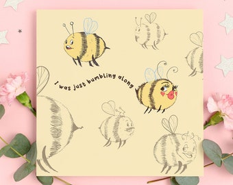 Bumble Bee Card, Valentines Day Card, Card For Him, I love Your Card, Married Couples, Met On Bumble,