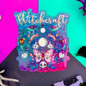 Witchcraft Glitter Sticker, Witch Sticker, Halloween Decal,