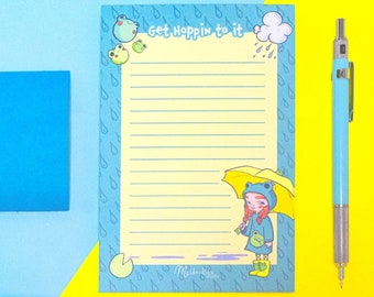 Frog Notepad, Frog Memo Pad, Frog Stationery,  A6 Notepad, Kawaii Notepad, Froggy Stationery