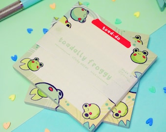 Frog Sticky Notes, Froggy notepad, Kawaii Frog memo pad, Cute Frog Stationary, Kawaii Stationery
