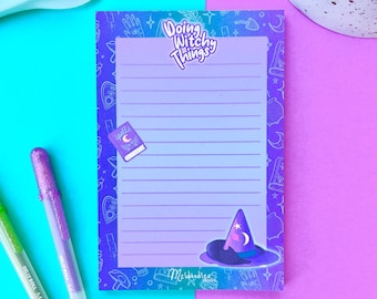 Witch Notepad, Black Cat Notepad, A6 Memopad