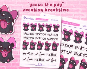 Pug Planner Sticker Sheet, Pug Stickers, Cute Pug Stickers, For Bullet Journal, Schedule Book, Notebook