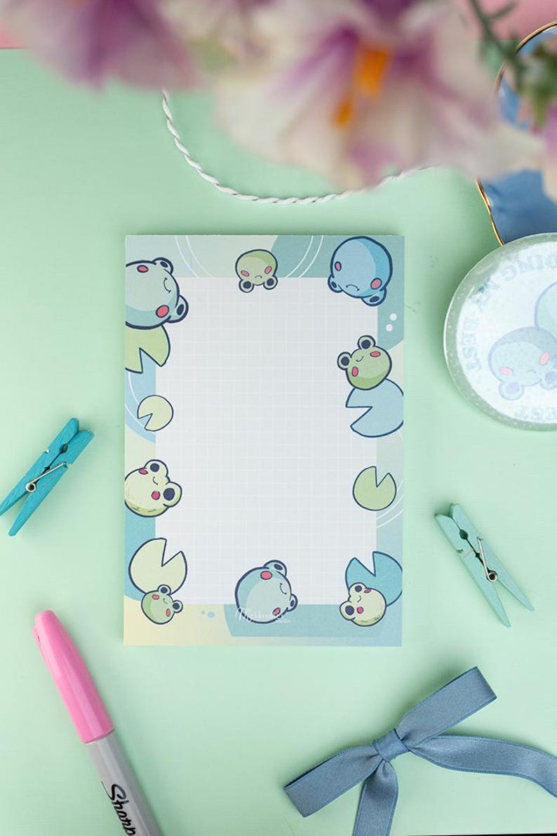 Kawaii Frog Stationery Set: Notepad, Memopad & Weekly Planner for ...
