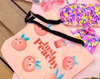 Peach Tote, Korean Bag, Kawaii Tote, Just Peachy Tote Bag, Kawaii Aesthetic