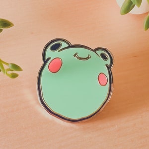 Frog Hard Enamel Pin, Cute Frog Accessory For Backpack or Jacket. Kawaii Frog Pin
