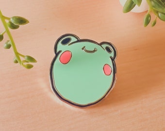 Frog Hard Enamel Pin, Cute Frog Accessory For Backpack or Jacket. Kawaii Frog Pin