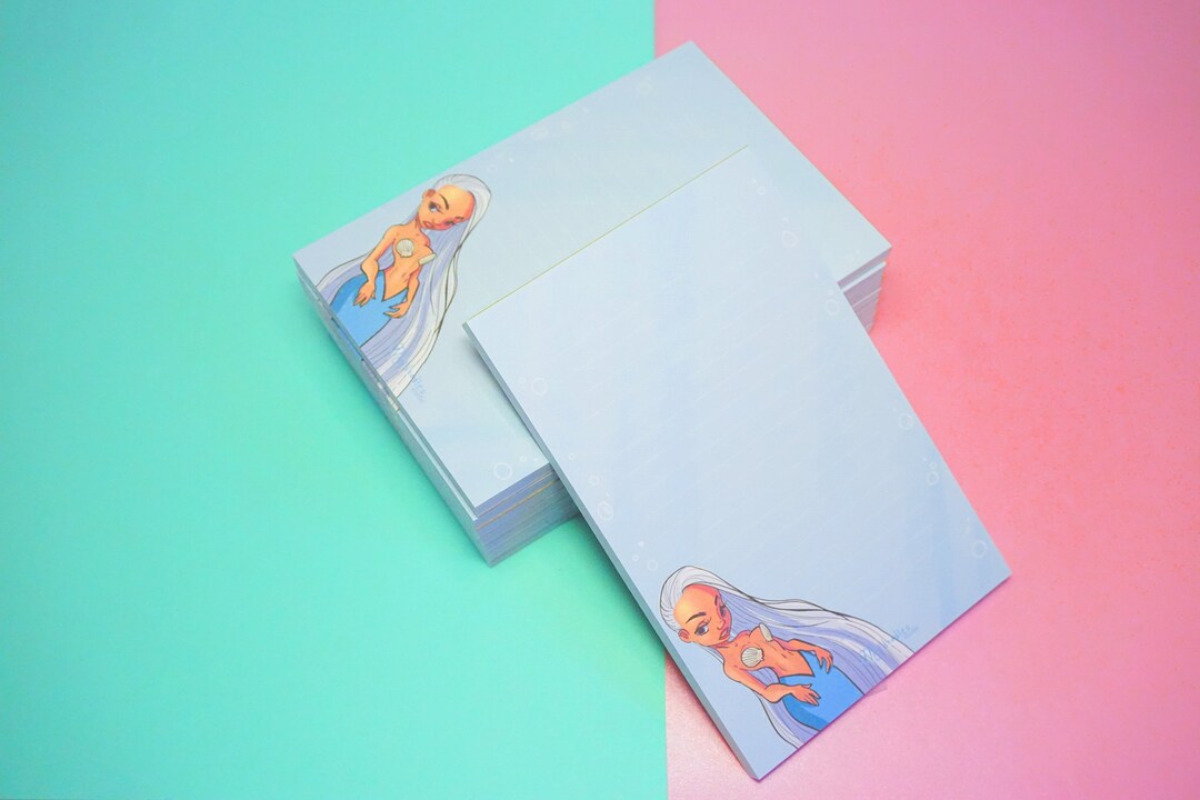 Notepad Mermaid Mermaid Notepad, Mermaid Art, Cute Memopad, - Etsy