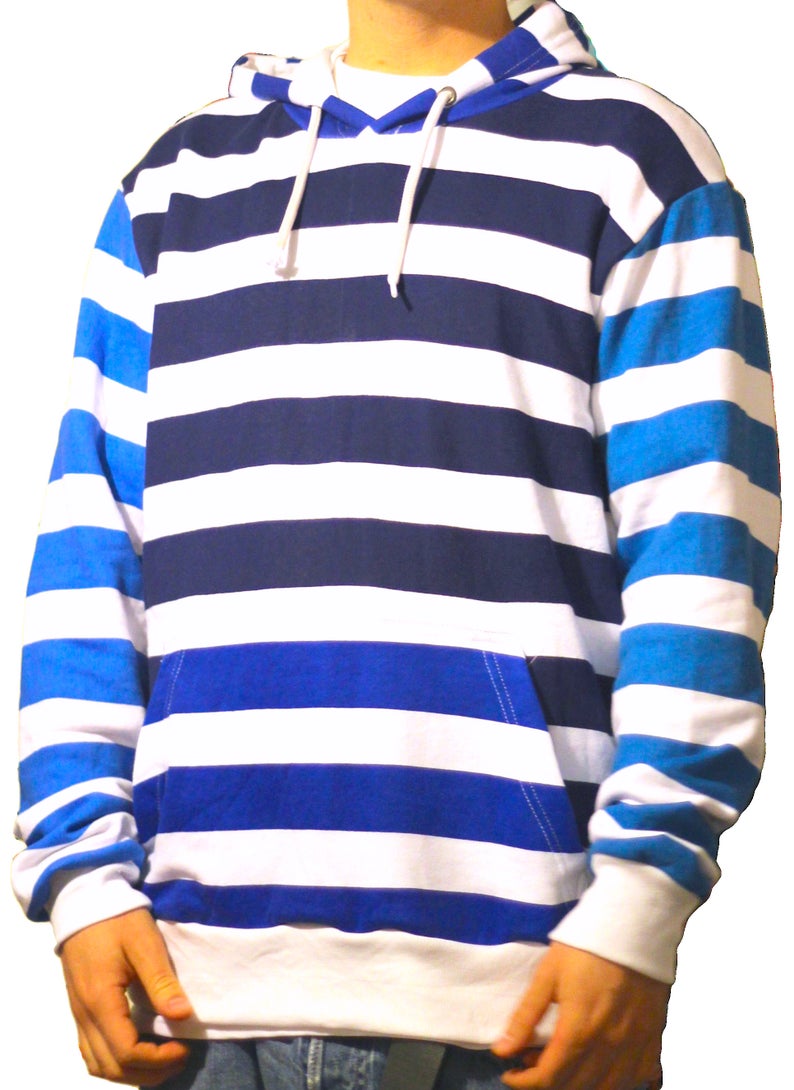 Blue White Stripe Hoodie Pullover 90s 80s Nautical Supreme Etsy