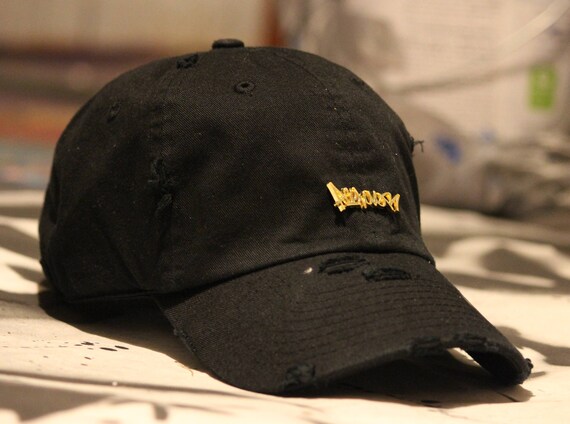 black distressed dad hat