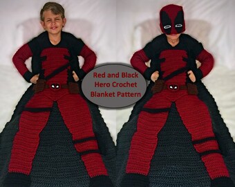 Red and Black Hero Crochet Blanket Pattern PDF File
