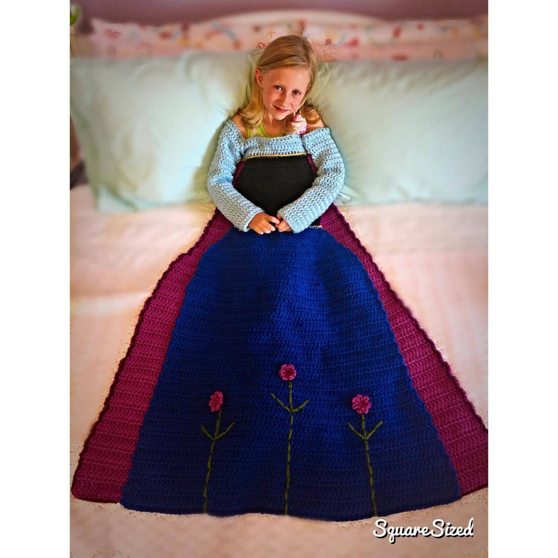 Flower Princess Dress Crochet Blanket PATTERN Instructions PDF File - Etsy