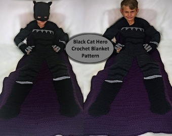 Black Cat Hero Crochet Blanket Pattern PDF File