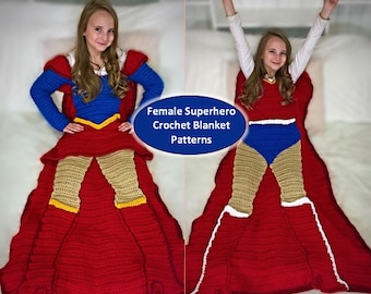Two Female Superhero Crochet Blanket Pattern PDF Files